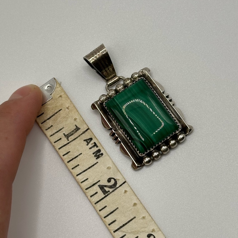 Ltb Signed Malachite Rectangular Pendant In Sterl… - image 7